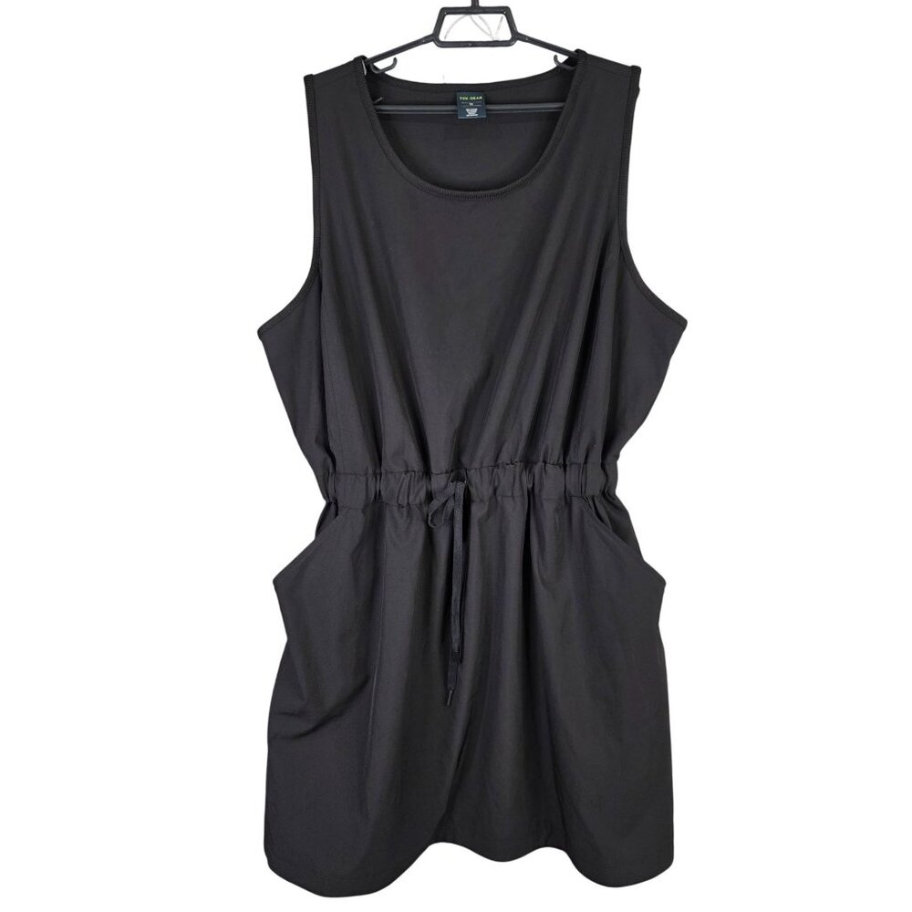 Womens Tek Gear Black Drawstring Waist Sleeveless Dress Polyester Stretch 2X